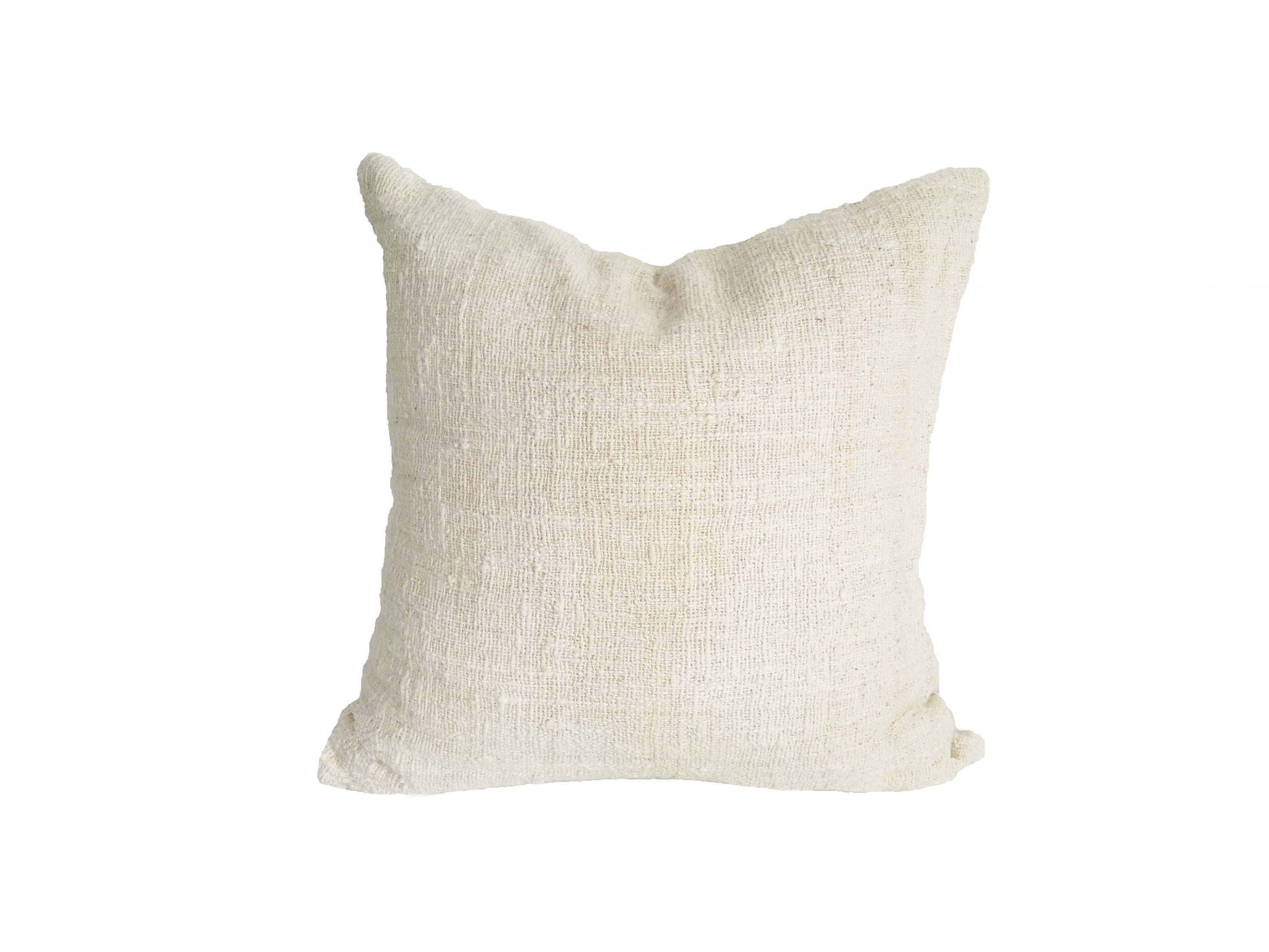 Handwoven Natural Undyed Raw Cotton Natural Boho Raw Cotton Pillow. Organic