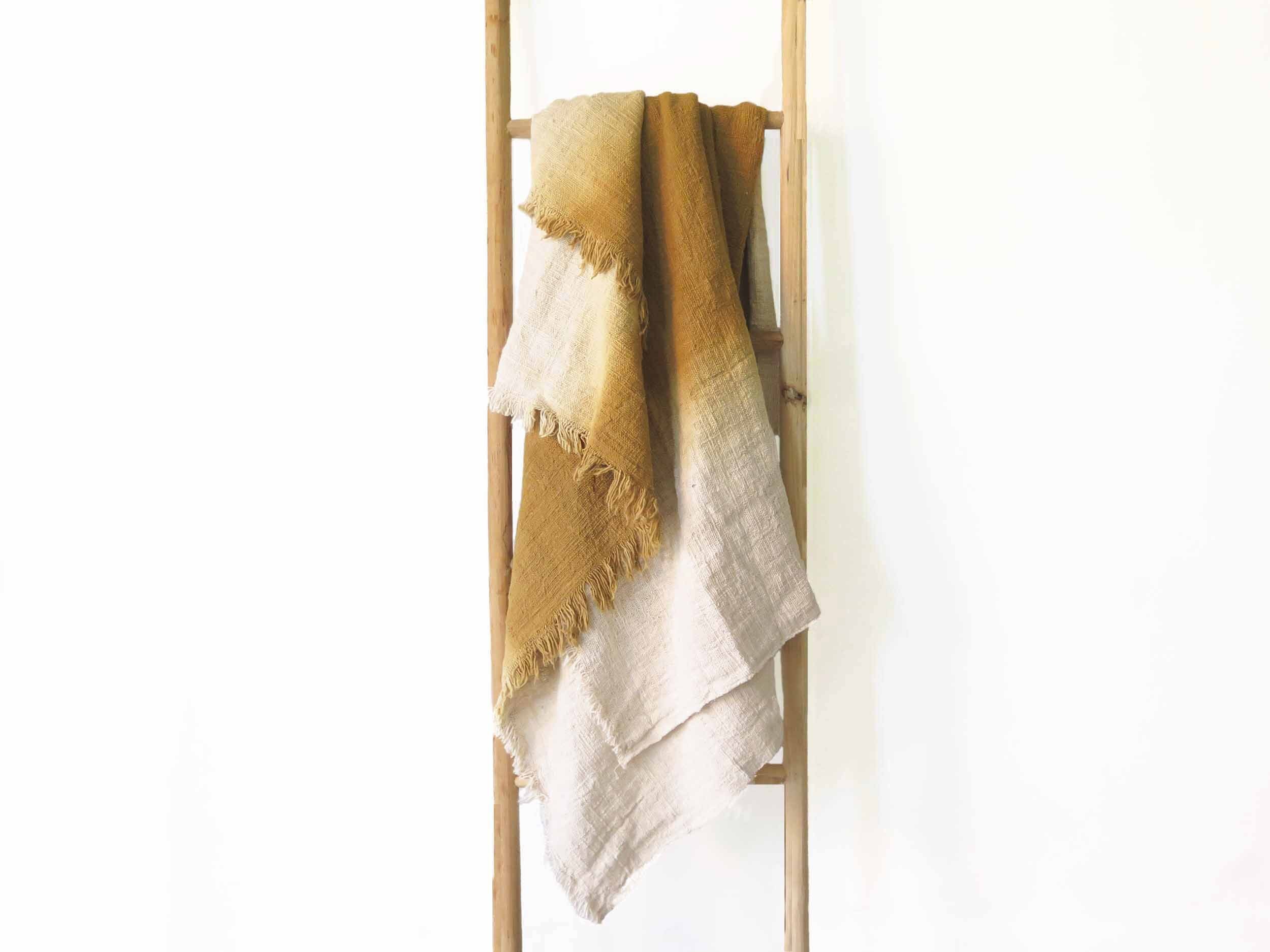 Mustard Sand Ombre King Throw Blanket Handwoven Raw Cotton - Etsy