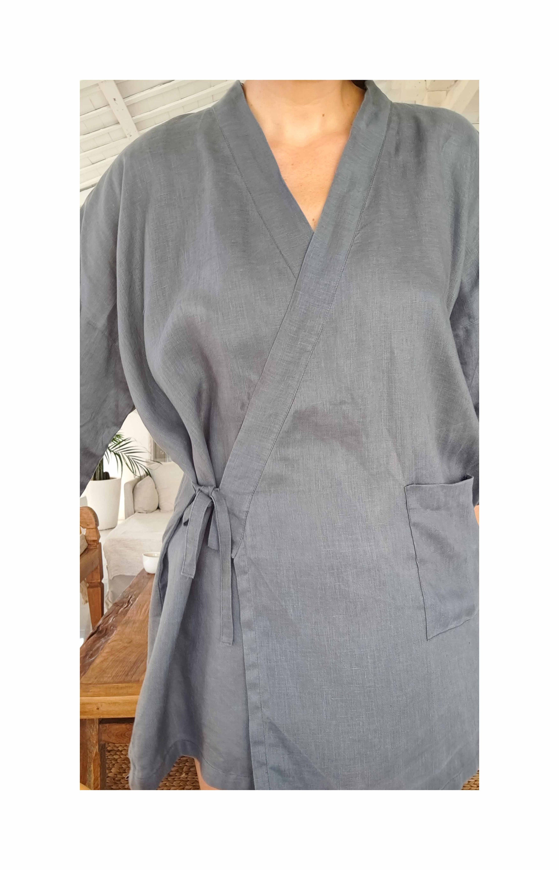 Linen Kimono Robe in Various Colors Linen Jacket Short Etsy