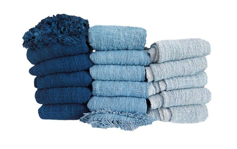 Dark indigo cotton throw blanket Handwoven hand dyed locally Etsy