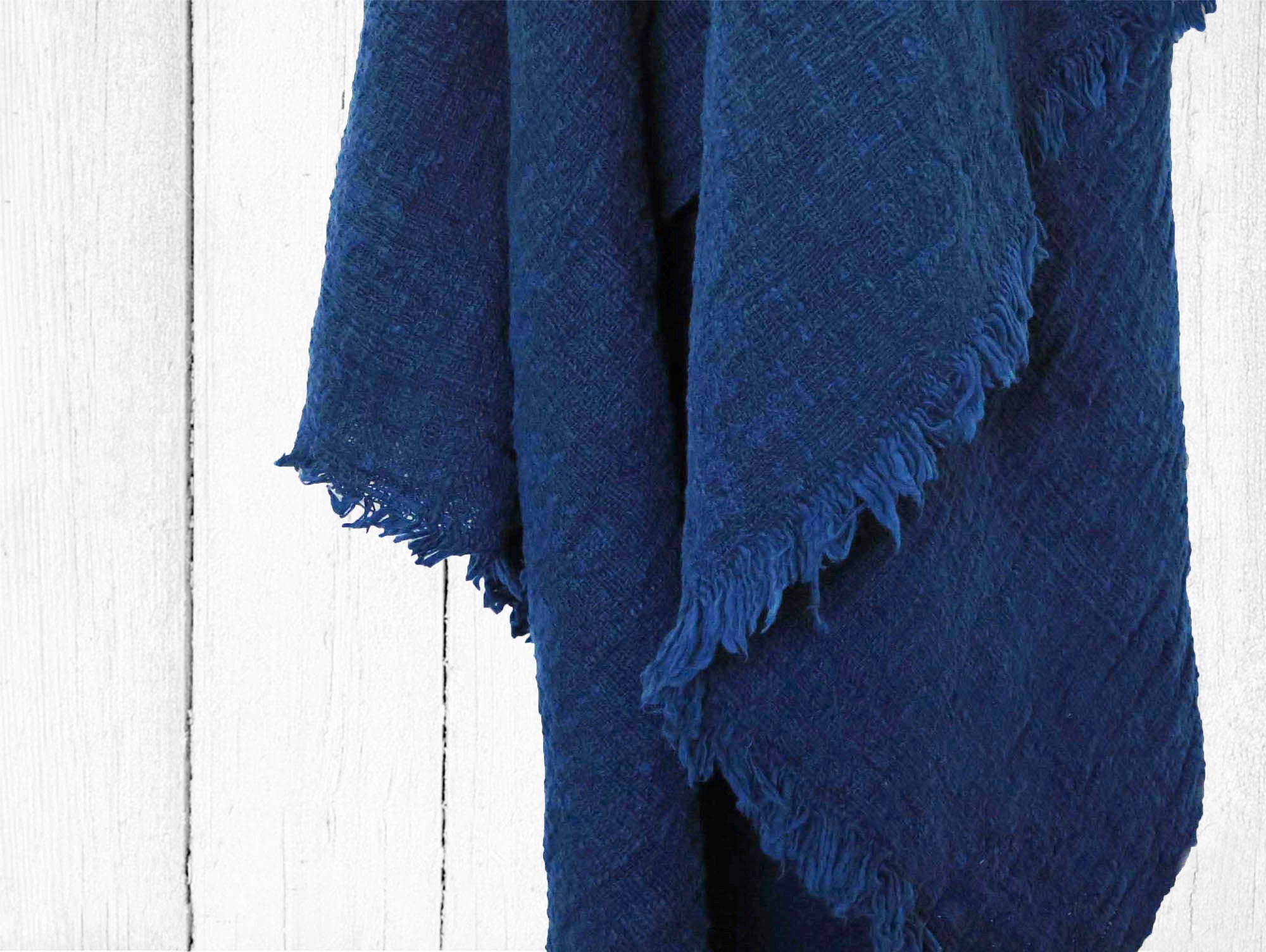 Dark indigo cotton throw blanket Handwoven hand dyed locally Etsy