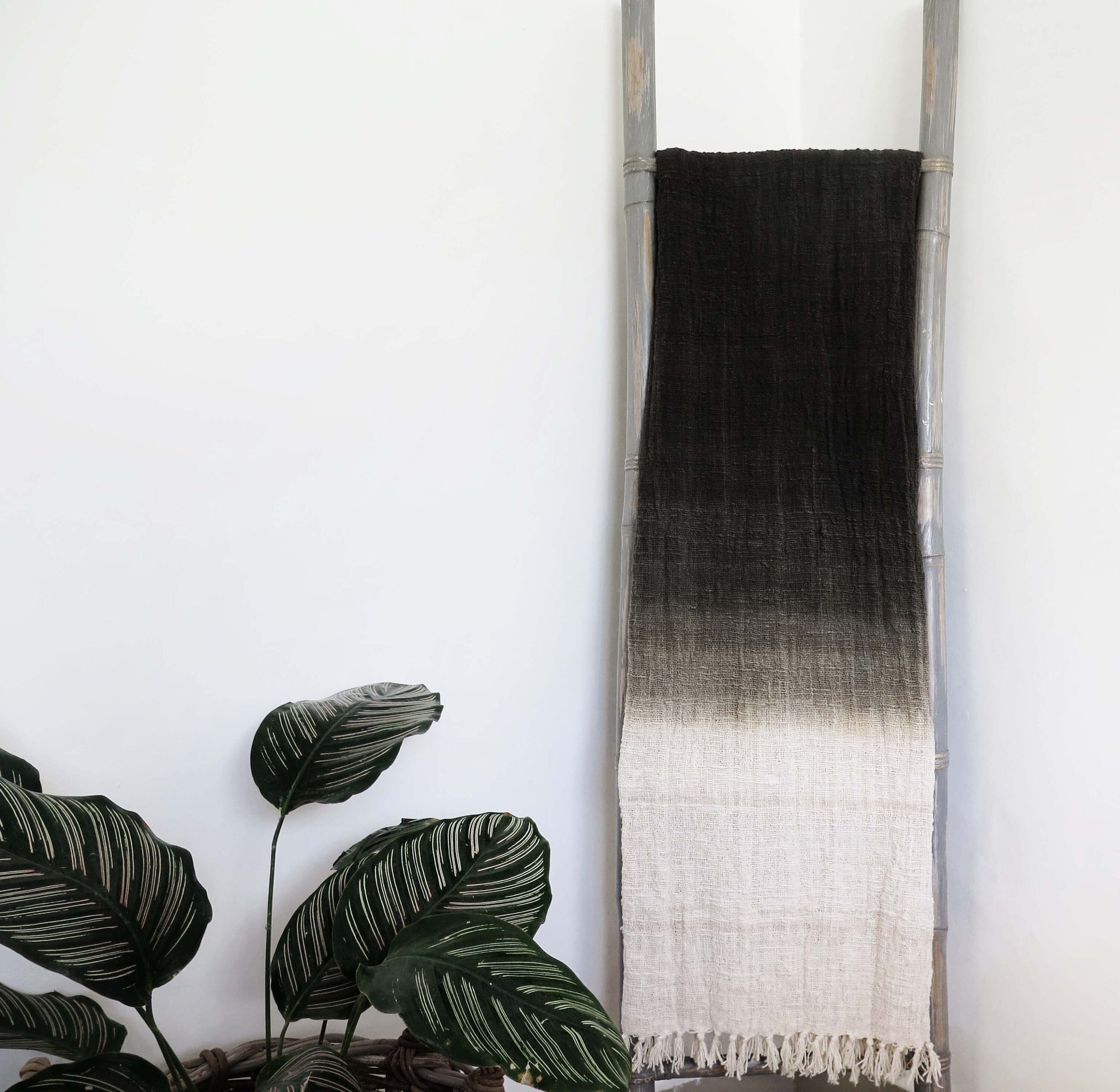 Black Ivory Olive Throw Blanket Woven Blanket Hand Dyed Etsy