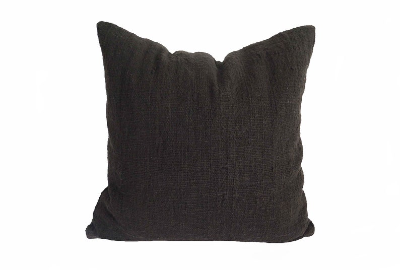 Bay window cushion Black home decor Handwoven Accent pillow Black throw cushion cover hand dyed raw organic cotton pillow
