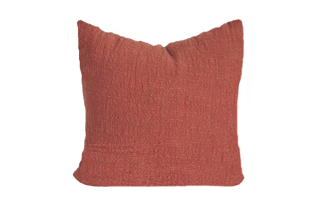Terracotta Cushion Cover 20x20, Accent Pillow, Handwoven Hand Dyed Raw Organic Cotton Etsy UK