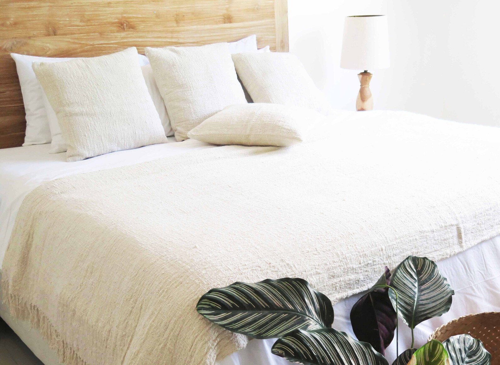 King Throw Blanket in Ivory Handwoven Raw Organic Cotton Etsy