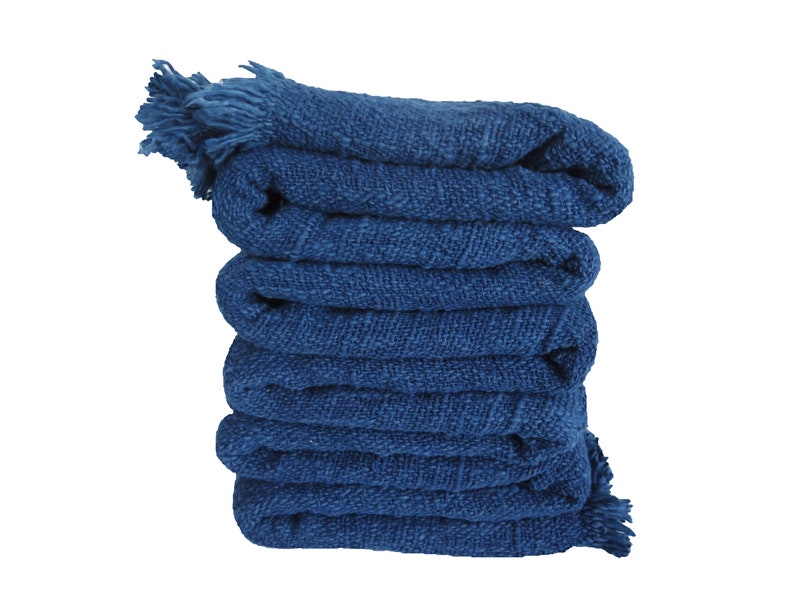 Dark indigo cotton throw blanket Handwoven hand dyed locally Etsy