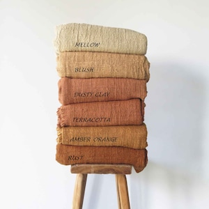 Handwoven hand dyed rust raw cotton throw blanket, natural organic home, bedroom decor, eco-friendly, naturally dyed textiles, gift for mom