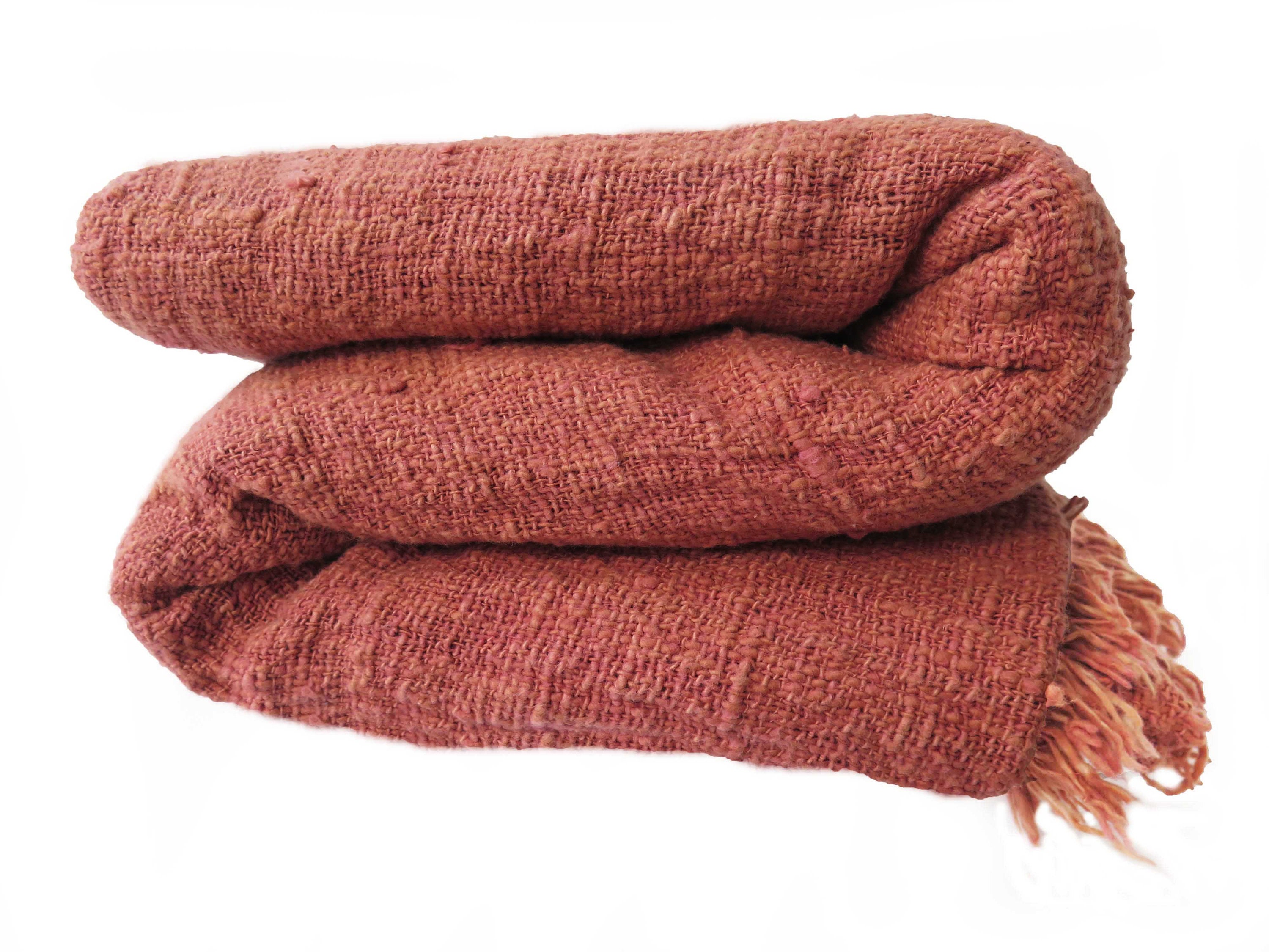 Terracotta Throw Blanket Handwoven Raw Organic Cotton Open Etsy UK