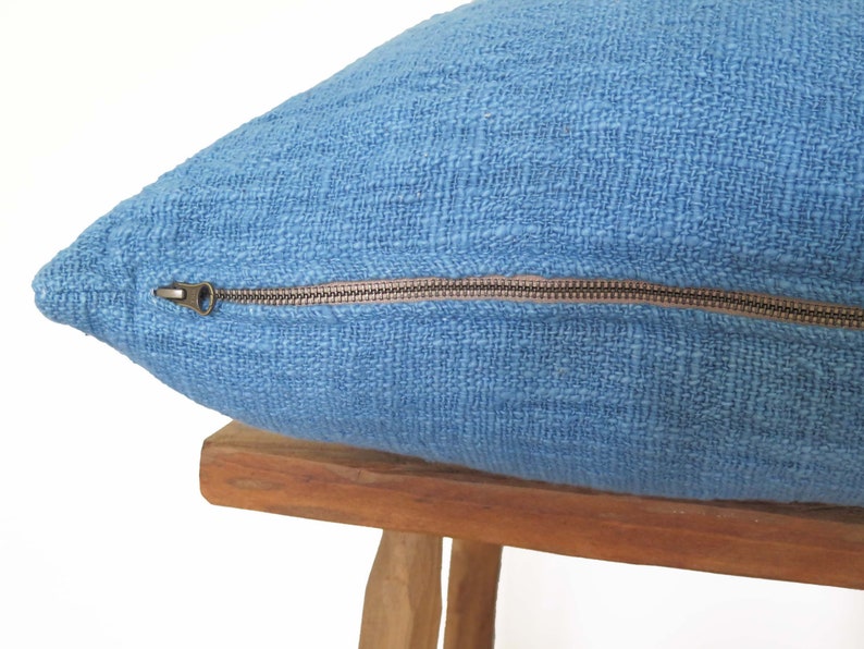 Indigo Blue Textured Throw Pillow - Thumbnail 2