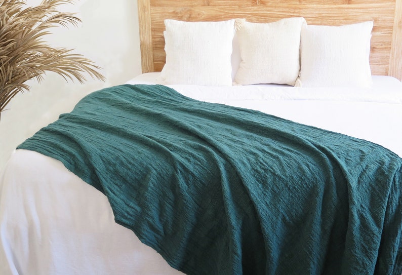 Teal Green King Throw Blanket Woven Throw Large Green Etsy