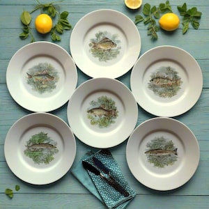 Limoges porseleinen visbordenset: Frans servies, cadeau vissers