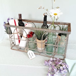 Vintage 1950s Metal Bottle Crate: Stackable 12-Bottle Rack