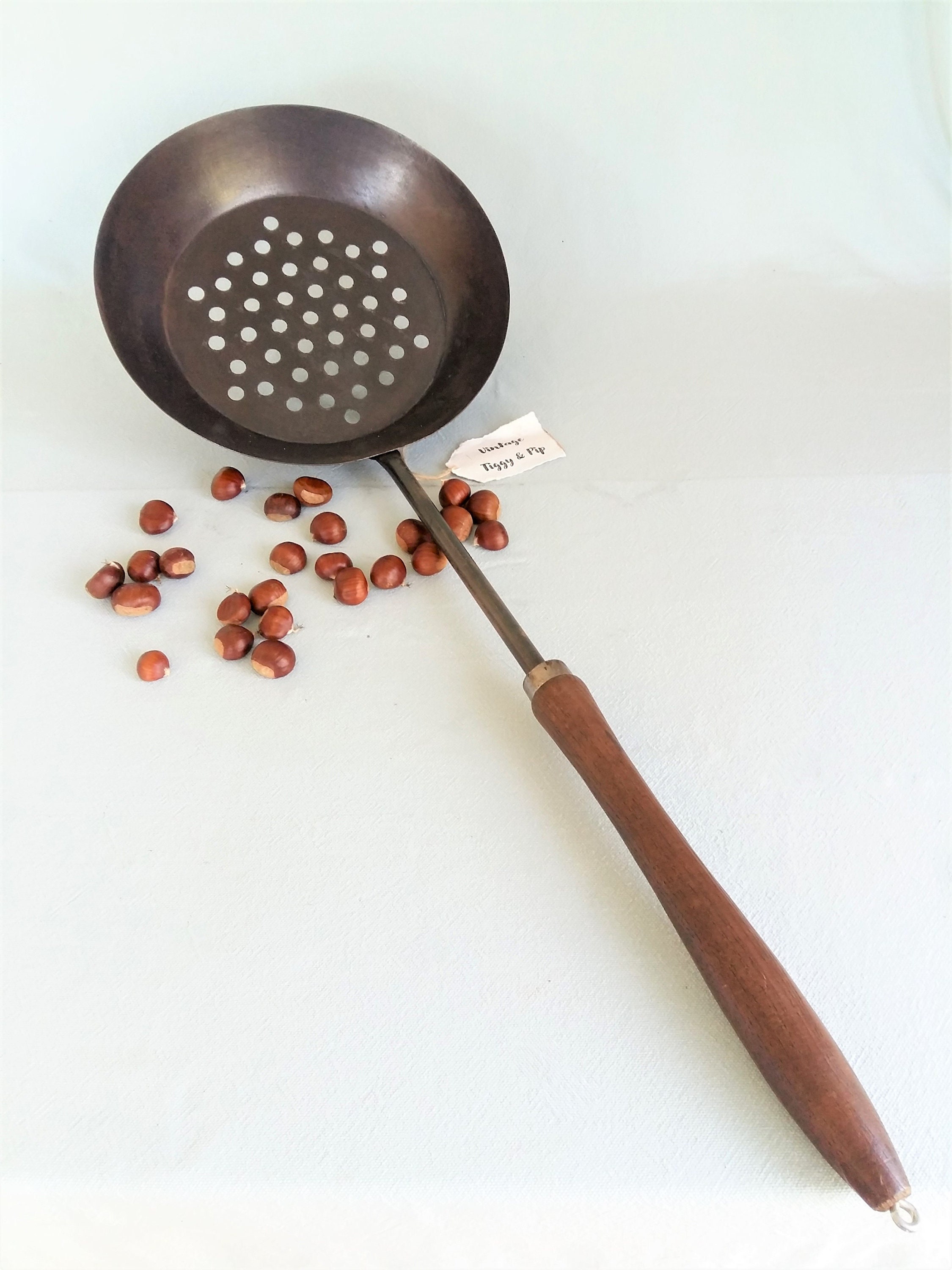 Chestnut Roasting Pan. Extra Long Handled Chestnut Roaster. 