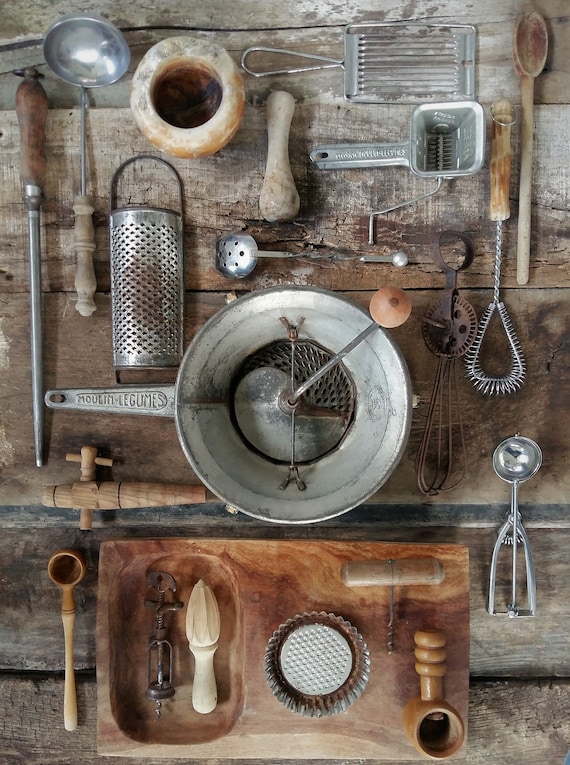 Set of TWENTY Vintage Kitchen Utensils. Food Photography Props