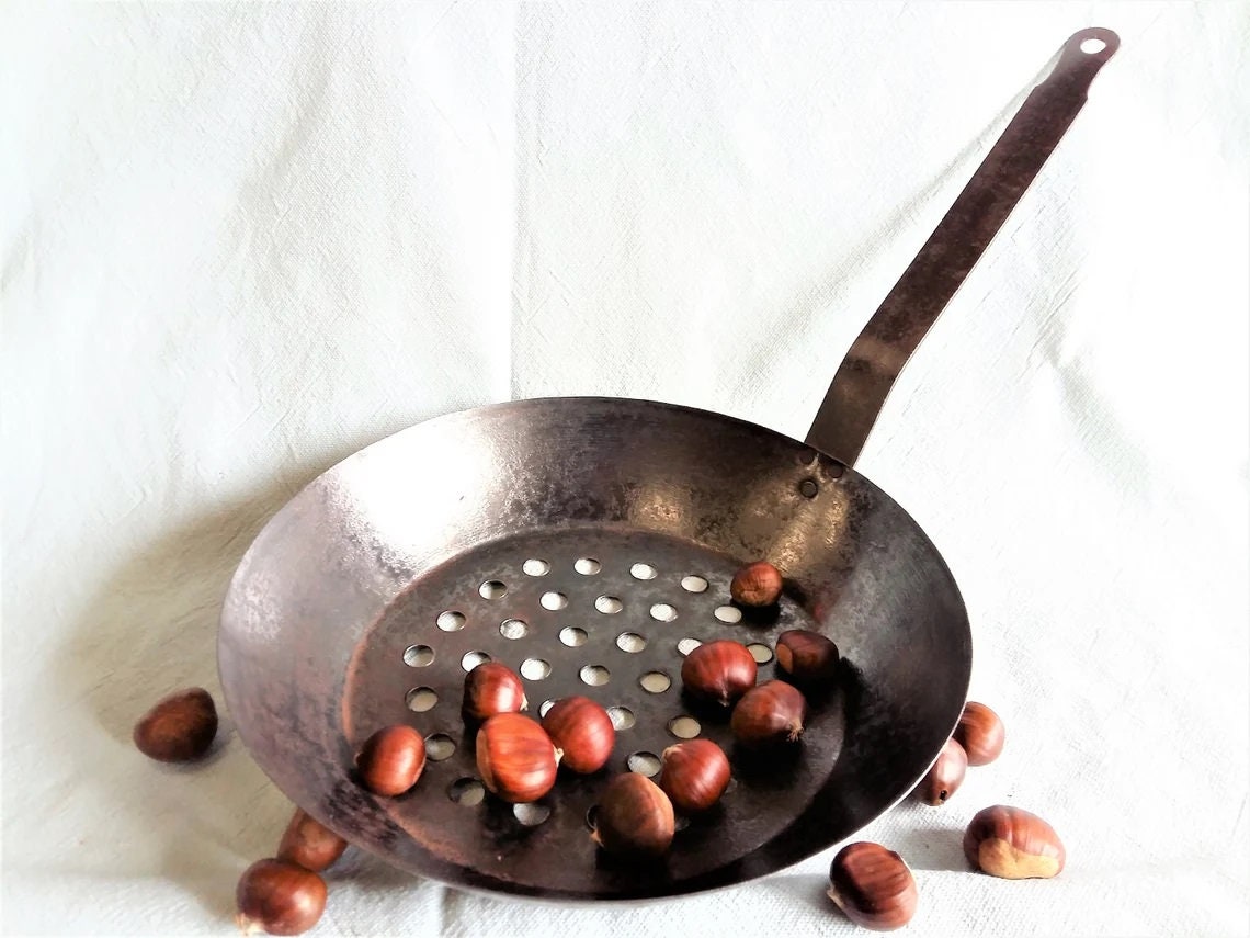 Chestnut Roasting Pan. Chestnut Roaster. Deep Sided Pan for Roasting  Chestnuts on Open Fires or Outdoors. Ideal for Halloween & Thanksgiving 