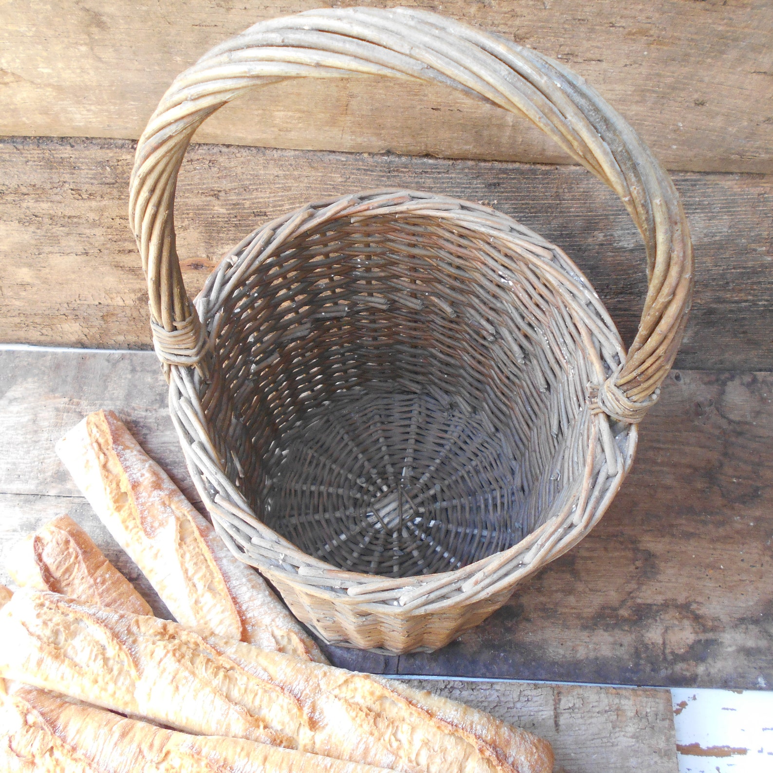 Tall French Wicker Baguette Basket. Bread Display Basket. Etsy