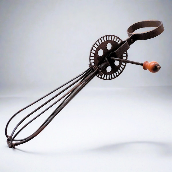 Antique Egg Whisk. Manual Rotary Egg Beater. Hand Whisk