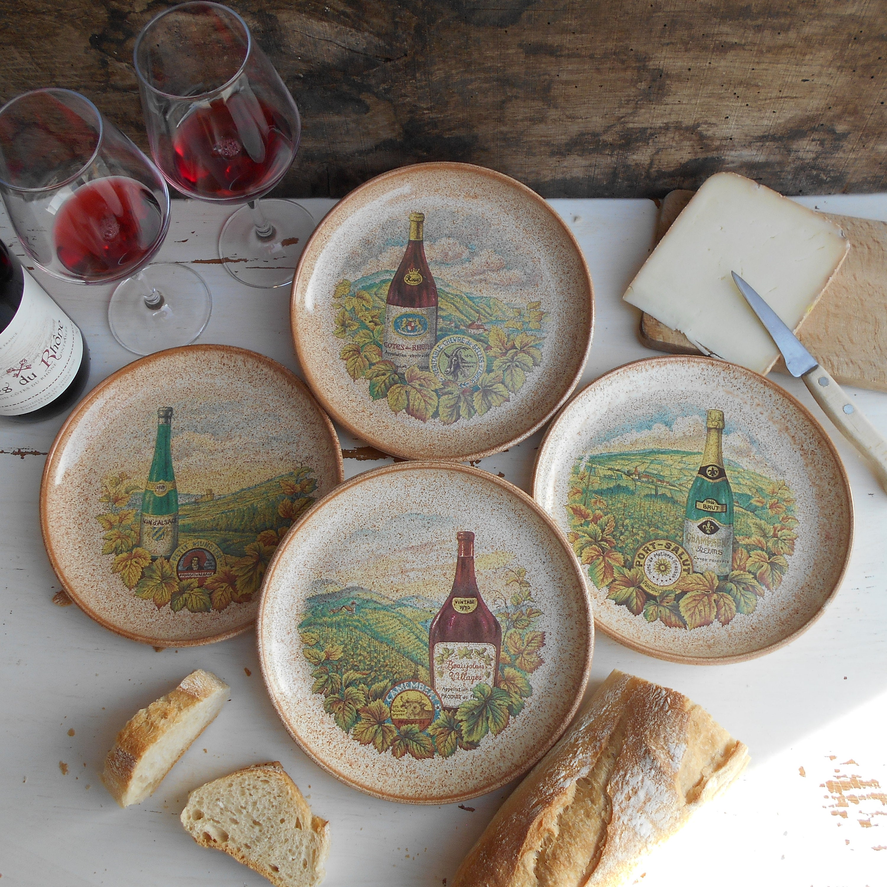 Four French Cheese Plates. Vintage Cheese Plate Set Etsy