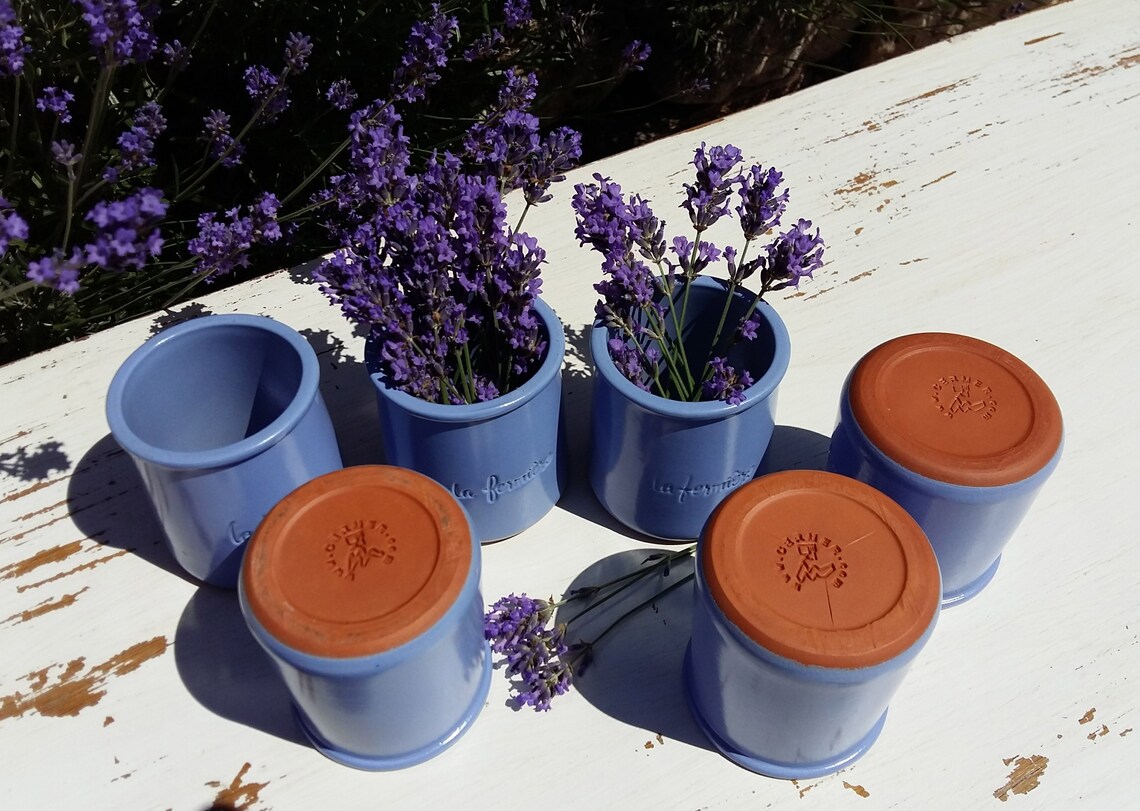 Set of SIX Vintage French LA FERMIERE Pots. Lavender Blue Etsy