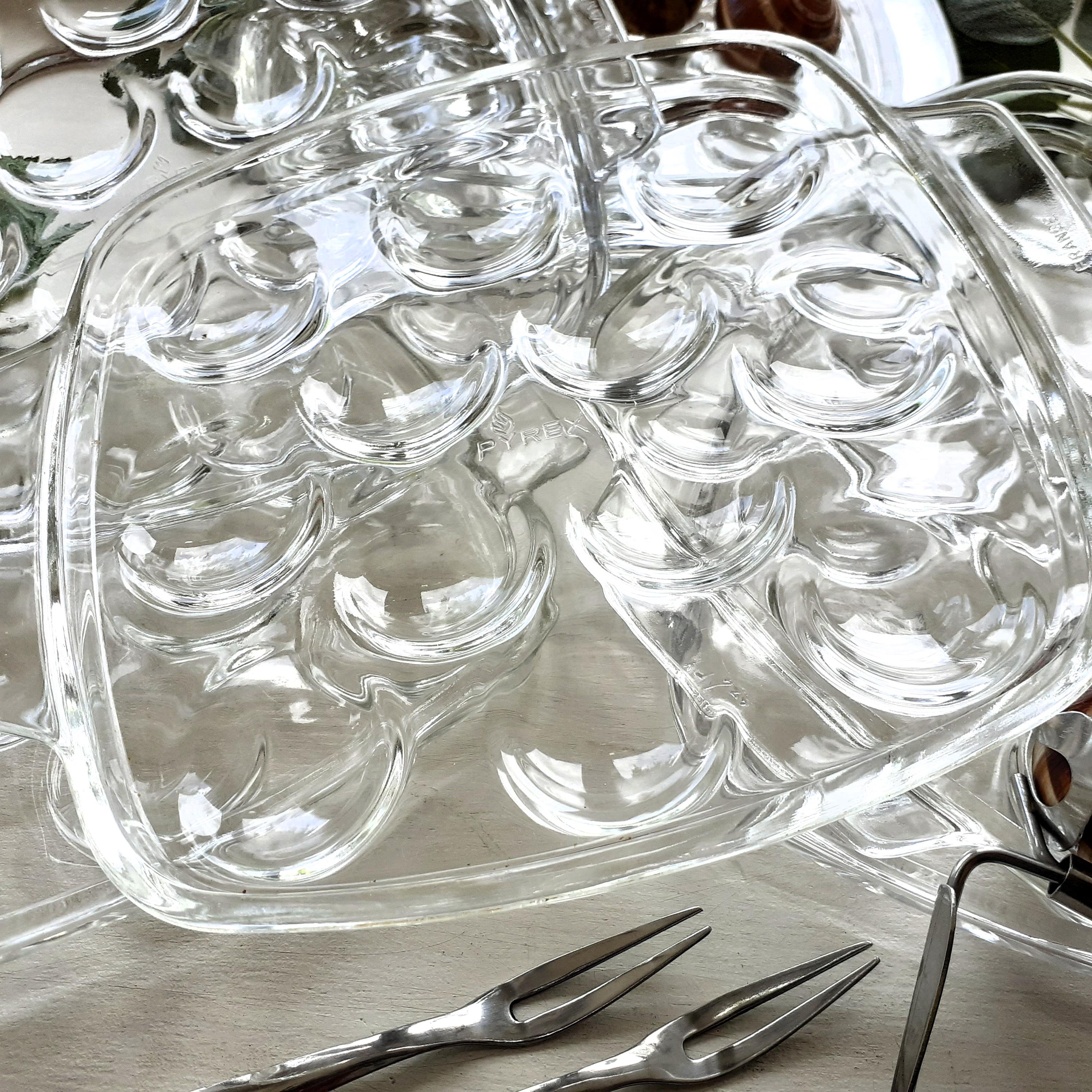 Lot De 10 Assiettes à Escargots Pyrex France - Vintage - Verre Transparent