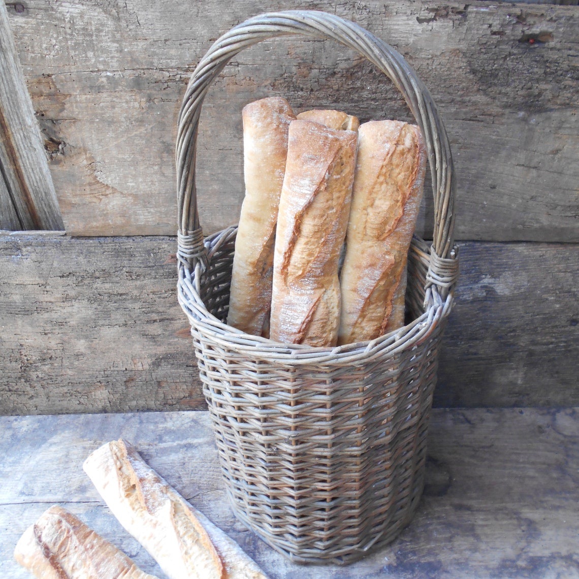 Tall French Wicker Baguette Basket. Bread Display Basket. Etsy