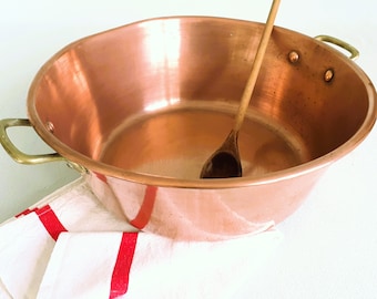 Copper Jam Pan. Large Copper Jam Making Pan with Rolled Rim. Copper Jelly Pan.