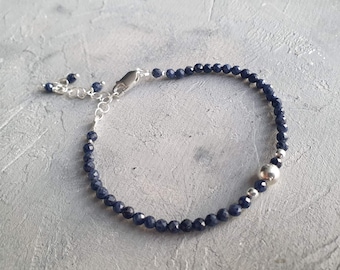 Sapphire bracelet  September Birthstone Gemstone Sterling Silver Dainty Bracelet Gift for her natural Sapphire Jewellery Gemstone