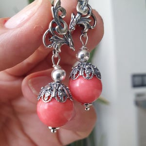 Coral Necklace and Earrings Set – Light Pink Natural Coral Jewelry – Sterling Silver Clasp – Handmade Gift for Her image 4