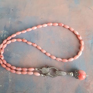 Coral Necklace and Earrings Set – Light Pink Natural Coral Jewelry – Sterling Silver Clasp – Handmade Gift for Her image 8