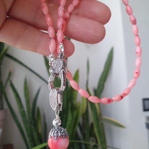 Coral Necklace and Earrings Set – Light Pink Natural Coral Jewelry – Sterling Silver Clasp – Handmade Gift for Her image 5