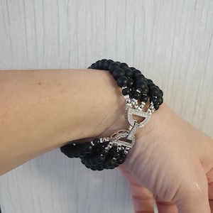 Shungite Bracelet ONE Shungite Tumbled Crystal Bracelet Russian Rare Stone Base Chakra Healing Schungite Black Ochre Stone  Life Gifts boho