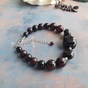 Garnet bracelet with silver Stone of January Bracelet with precious stones Natural garnet