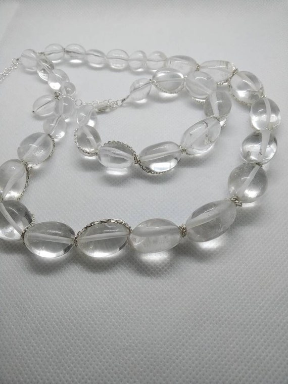 Chunky Clear Quartz Necklace bracelet Clear Stone Jewelry | Etsy