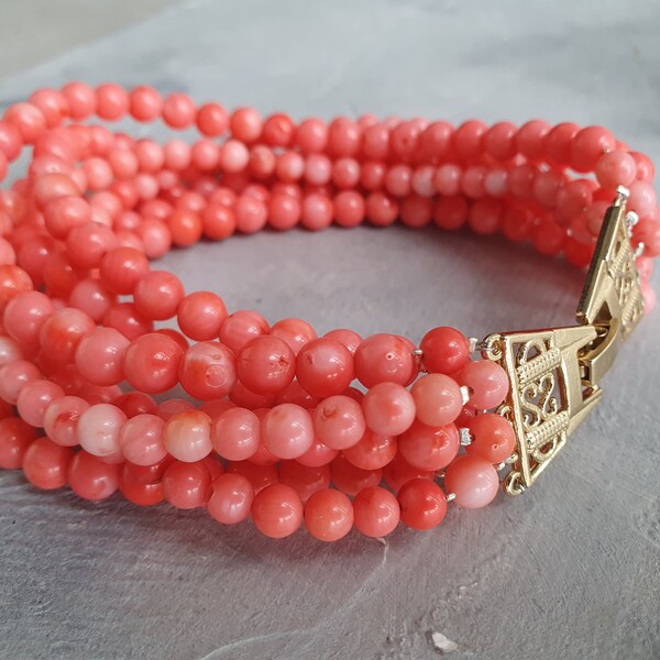 Bracelet Natural Rose Cora bracelet 7 rangs Cadeau pour son bracelet perles rose corail Bijoux rose bracelet rose bracelet multi-rangs