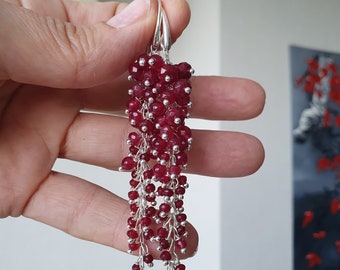 Pendientes de plata de ley con turmalina rosa y rubelita