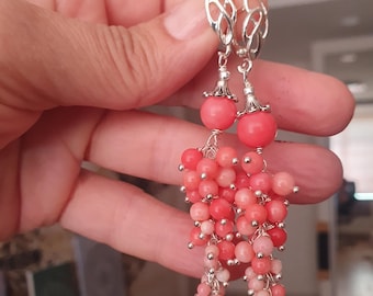 Handmade Sterling Silver Coral Dangle Earrings: Elegant Gemstone Jewelry