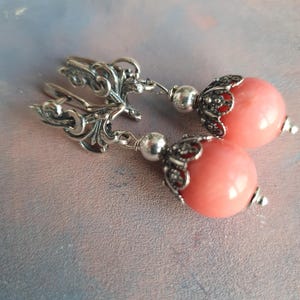 Coral Necklace and Earrings Set – Light Pink Natural Coral Jewelry – Sterling Silver Clasp – Handmade Gift for Her image 7