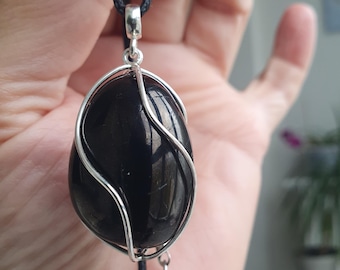 Jet Pendant – Protective Natural Gemstone in Sterling Silver – Handmade Jewelry