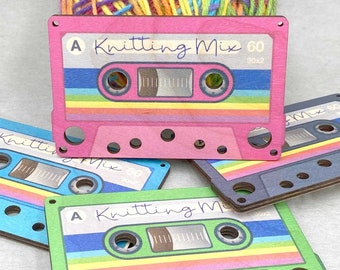 Cassette Tape Knitting Needle Gauge: Baltic Birch, Retro Knitters Tool