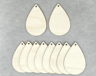 Ébauches de sublimation de boucle d’oreille en forme de larme, 5 paires (10 pièces), boucles d’oreilles de sublimation double face en bouleau écologique