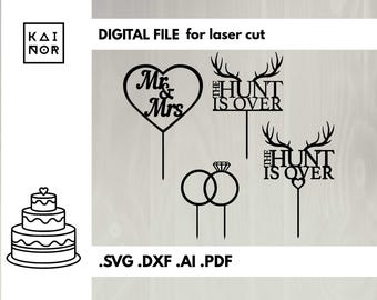 Wedding Cake Topper SVG Bundle | Laser Cut Files (Digital Download)