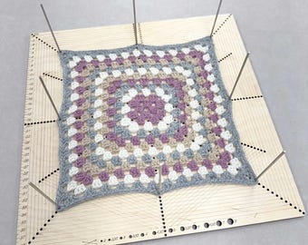 Large Birch Blocking Board with Steel Pins: Granny Square Crochet Tool
