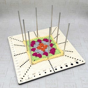 Blocking board with Long Steel Rods, 19cm, Granny Squares, Crocheting, African Flower, baltic birch, Knitters gift, Knitting tool