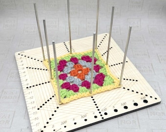 Granny Square Blocking Board: Baltic Birch with Steel Rods (19cm)