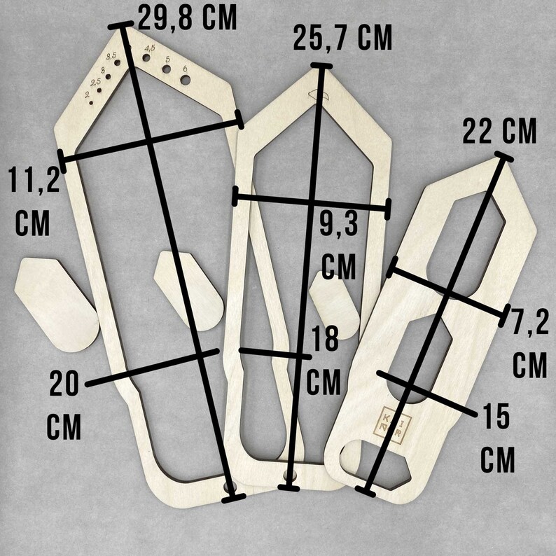 Wooden mitten blockers 2pcs 3 sizes in 1 knitting tool