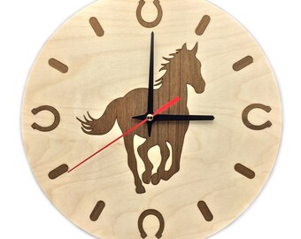 Horse - Themed Quartz Wall Clock, Eco Friendly Baltic Birch Plywood