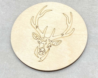 Light Deer Coaster for Mugs, Cups, Glasses, Eco Friendly Baltic Birch Plywood