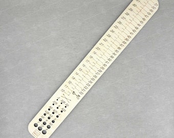 Slim Sock Ruler: Baltic Birch Knitting Tool with Needle Gauge