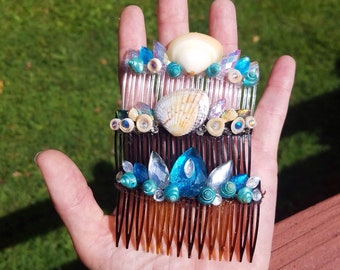 Mermaid Hair Combs, Seashell and Sparkle Hair combs, Beach Combs