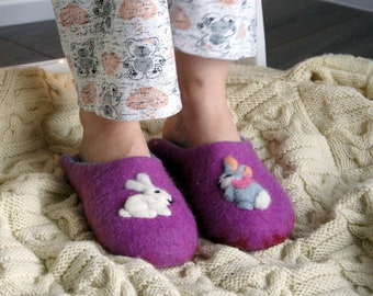 Felted wool slippers –felt slippers–handmade slippers-house slippers-natural slippers-warm slippers-felted wool clogs - boiled wool slippers